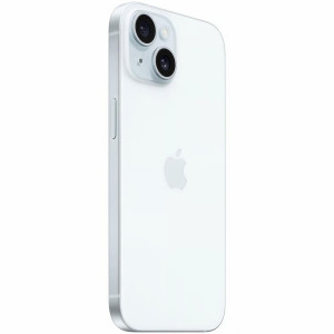 iPhone 15 Bleu, vue de profil, double appareil photo